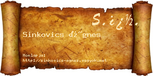 Sinkovics Ágnes névjegykártya